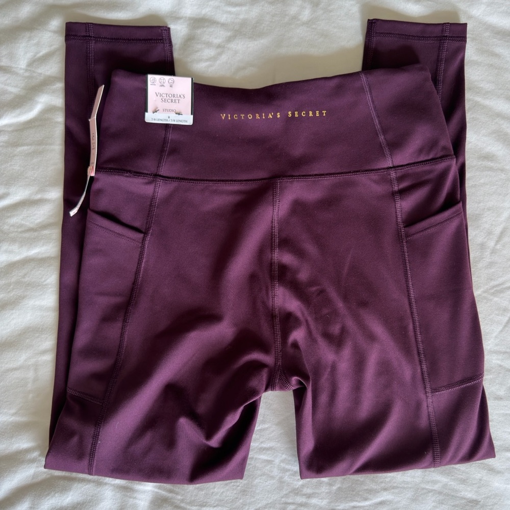Victoria's Secret Studio 7/8 Legging | High Rise Burgundy Workout Size 8 NWT Y2K - Picture 9 of 12